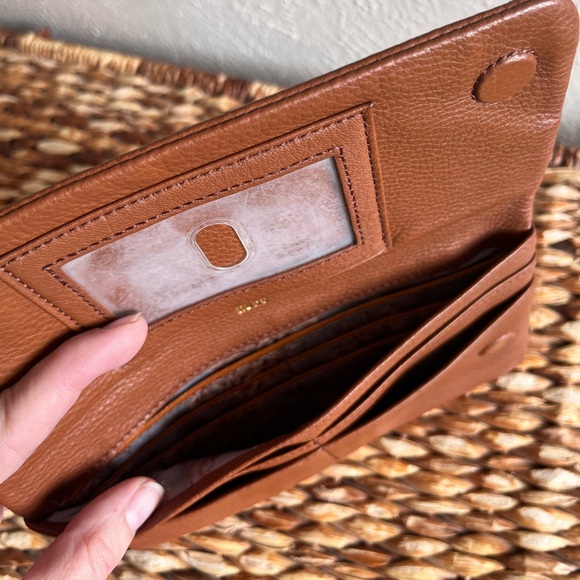 HOBO brown leather wallet clutch wristlet coin pocket card holder zipper magnet - Picture 6 of 8